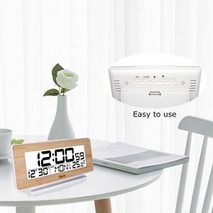 Wooden Alarm Clock Digital Thermometer Wall Decor Time Date Week Temperature Monitor Wireless Aroma Diffuser with Aarm Clock - Product Image 4