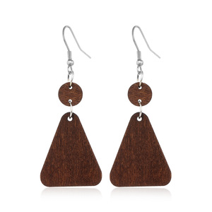 Boucles d'oreilles en bois Musesure, <span class=keywords><strong>best</strong></span>-<span class=keywords><strong>seller</strong></span>, style européen et américain, géométriques, creuses, faites à la main, légères - Product Image 3