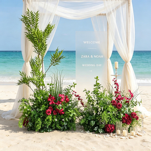 Décorations de sol pour allée de mariage avec fleurs artificielles en soie et verdure - Product Image 1
