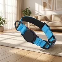 Collier GPS pour chien TagME Airtag, imperméable, réfléchissant, en nylon, avec support pour animaux de compagnie, rembourrage doux, double anneaux en D, pour petits chiens, Bluetooth/WiFi, LED