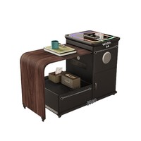 Nouvelle Table Basse Intelligente Moderne en Bois de Pin 2026, Amovible, avec Recharge Sans Fil, Table d'Appoint de Canapé, Meuble Latéral Rétractable pour Salon