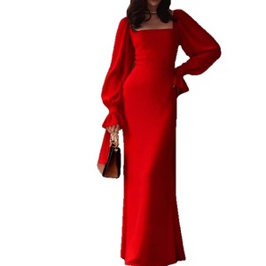 Vestido de novia estilo sirena de manga larga con cuello en U, corte ajustado, cintura natural, estilo transfronterizo, para sesiones fotográficas al aire libre - Product Image 5
