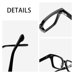 Sang trọng quá khổ hình chữ nhật màu đen Acetate Khung kính quang học cho Kính mắt người đàn ông Phụ nữ ánh sáng màu xanh mặt Nhật Kính mắt - Product Image 3