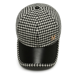 Houndstooth Baseball Cap For Women Flannel Duckbill Hat Warm Autumn Winter Outdoor Fashionable British Style - Product Image 4