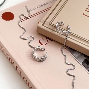 S925 Sterling Silver Tassel Ear <b>Cuff</b> <b>Earrings</b> For Women Korean Style Elegant Niche Design Everyday Wear - Product Image 3