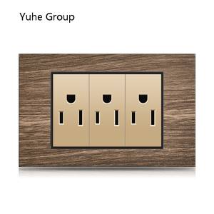 Aluminum brushed black panel Mexican standard American all-in-one six-hole <b>socket</b>, with <b>USB</b> <b>wall</b> power supply - Product Image 4