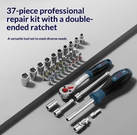 Jeu de clés à cliquet Bosch 37 pièces 1/4'' à couple élevé, kit d'outils manuels pour réparation automobile