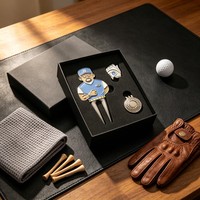 Outil de réparation de divots en cuivre brossé Switchblade Golf Ball avec boîte en cuir et marqueur de balle De Diseo