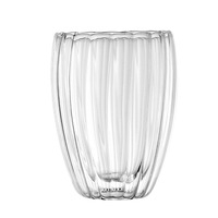 250ml 350ml clair isolé nervuré boire glace expresso gobelet tasse double paroi tasses à café en verre