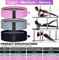 Bandes de résistance en tissu polyester pour le yoga, l'exercice sportif, 3 niveaux d'étirement, logo en gros, ensemble de bandes de résistance pour les hanches et les fessiers