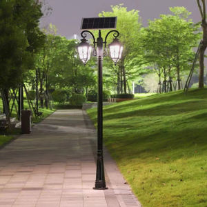Lampe <span class=keywords><strong>de</strong></span> jardin <span class=keywords><strong>de</strong></span> style européen Lanterne à poteau solaire à motif gracieux Lampe <span class=keywords><strong>de</strong></span> pilier Patio Paysage Chemin Lampes à borne solaire - Product Image 3