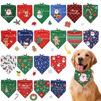 Bavoir triangulaire transfrontalier de Noël réglable en polyester à motif floral de style britannique pour animaux de compagnie, écharpe anti-bave pour chat et chien, utilisation intérieure/extérieure