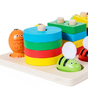 Jeu de pêche Montessori en bois pour enfants, avec pinces, formes et couleurs assorties, nouveau jeu d'entraînement manuel pour le tri des formes et des couleurs, vente en gros - Product Image 5