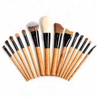 Großhandel 14-teiliges Ziegen- und Pferdehaar Make-up Pinsel Set mit Synthetikfasern Ultra Weiche Holzgriffe Gesichts- und Augenpinsel mit Eigenem Logo