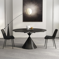 Ensemble table et chaises de restaurant nordique de luxe avec plateau en dalle de roche, écologique, imperméable, structure métallique robuste, table de salle à manger commerciale