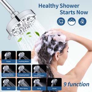 5-inch 9-function Concealed <b>Shower</b> <b>Head</b> Foreign Trade Small Hanging End Top Spray Cross-border <b>Shower</b> <b>Head</b> Bathroom Set - Product Image 3