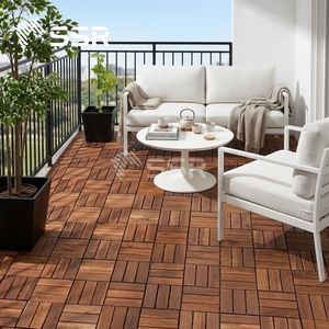 Baldosas de Madera de Acacia Marrón de 12 Listones, Baldosas de Suelo Encajables para Exteriores, Ecológicas, Fáciles de Instalar, Decoración para Jardín y Terraza - Product Image 4