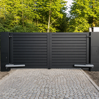 Puerta Corredera Eléctrica de Aluminio Personalizada con Control Remoto, Motor Automático, Tratamiento Térmico, Recubrimiento en Polvo Negro, Seguridad para Viviendas y Entradas de Autos