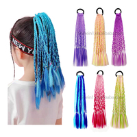 Offre Spéciale enfants cheveux cravates couleur perruque tresse queue de cheval postiches couleur torsion tresse extension de cheveux pour les filles avec cravate de cheveux