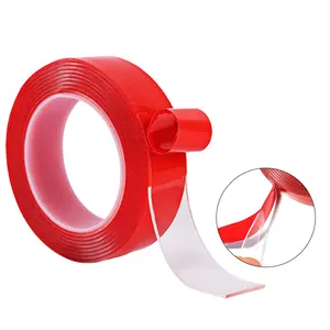 Dubbelzijdig Transparant Rood Nano Gel Tape Heavy Duty Geen Residu Lijm Waterdicht En Geurloos