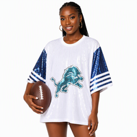 Maillot de football américain pour les Detroit Lions, robe en jersey à paillettes, t-shirt robe en jersey