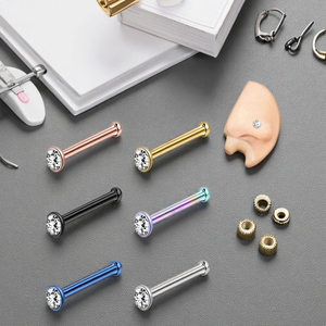 Anneaux de nez en acier inoxydable plaqué <span class=keywords><strong>or</strong></span> <span class=keywords><strong>piercing</strong></span> de nez en cristal bon marché bijoux de corps en acier chirurgical pour femmes et hommes - Product Image 5