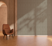 Panneaux muraux acoustiques en bois plaqué PET ignifuge, absorbant le son, décoratifs pour l'intérieur, avec adhésif