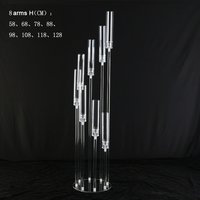 Candelabres Transparents pour Mariages Décoration de Centres de Table, Candelabres en Acrylique à 5 ou 8 Branches, Supports de Bougies LED