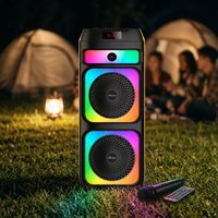 Enceinte Karaoké Portable Sans Fil 40W avec Double Woofer 10 Pouces, LED RGB, TWS, Micro Sans Fil, Télécommande, FM, USB, Carte TF et Affichage Numérique