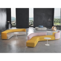 Ensemble de canapés modulaires d'angle en mousse haute densité, surface lisse incurvée, gris gingembre, pour salle d'attente, réception, visiteurs