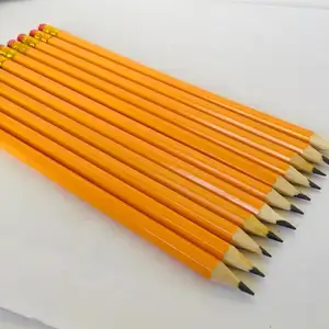 Grosir kertas penghapus pensil-Pabrik Alat Tulis Cina Grosir Murah Pensil Kayu Hitam Kustom Pensil Kayu HB untuk OEM