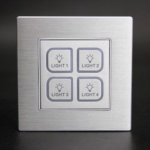 Intelligent 5-24V DC Silver Aluminum Brushed <strong>4</strong> Side CNC <strong>Processed</strong> Dry Contact Soft Push Button Wall Switch with LED - Product Image 2