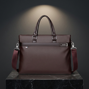 Custom PU <b>Leather</b> <b>Soft</b> Casual Men's Business Briefcase Large Capacity Comfortable File & Computer Shoulder <b>Bag</b> - Product Image 4