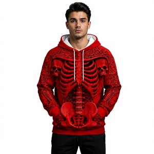 Sweat à capuche personnalisé en polyester premium avec sublimation 3D squelette gothique pour fête d'Halloween, pour hommes et femmes, fourniture d'usine - Product Image 1