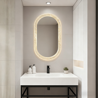 Miroir de Coiffeuse LED Style Moderne Blanc, Miroir de Maquillage Encadré en Acrylique, Idéal pour Salons de Beauté et Résidences