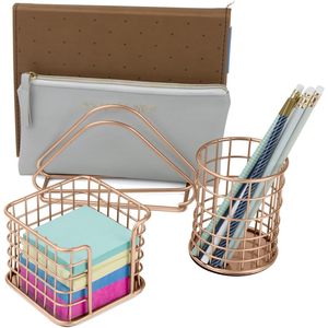 Sorbus oro rosa 5 pezzi Set Set di accessori per l'ufficio domestico in rame, tra cui portabicchieri per lettere