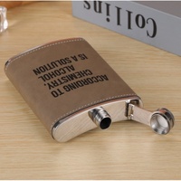 Flacon en cuir personnalisé de 8 oz avec logo, pour hommes, camping, s'adapte aux poches de veste, flacon à boisson étanche, flacon à whisky en métal