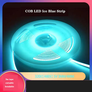 Tira de Luces <span class=keywords><strong>LED</strong></span> <span class=keywords><strong>COB</strong></span> Flexible Azul Hielo de 4mm, Iluminación de Arrecife, USB, Cortable, Silicona, Regulable, Kit DIY, IP33, 480LED/m - Product Image 5