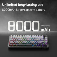 Clavier mécanique Ajazz Ak820 Max Plus Tri Mode, batterie de 8000 mAh, structure de joint à 5 couches pour l'atténuation du bruit, éclairage RVB