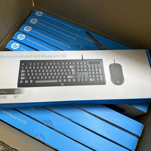 Home Keyboard Mouse Combo Desktop Laptop Gaming Office for HP Km100 Wired Keyboard and Mouse Set LED Waterproof USB Notebook Hp
