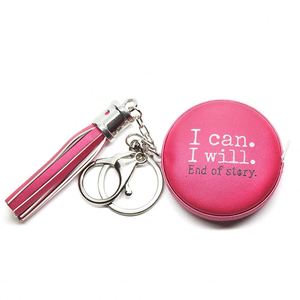 Silk Printing Brand Black <b>Leather</b> Tape Measure Soft <b>Key</b> <b>Chains</b> With Logo Custom - Product Image 3