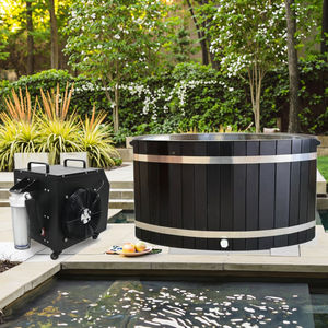 HELIUS 红杉木椭圆形黑冰浴缸 - 户外冷浴，带隔热盖，可定制刻字 - Product Image 3