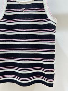 Top lavorato a maglia con colletto a forma di O a righe colorate, stile casual estivo, per donna - Product Image 2