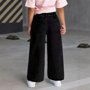 Jeans classiques minimalistes pour petites filles, coupe large, délavés, style vintage, pour toutes les saisons, bas de tenue en denim pour enfants, personnalisables - Product Image 2