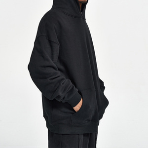 Sweat-shirts à capuche épais 500G, personnalisables avec logo, coupe oversize, en molleton bouclette sans cordon, épaules tombantes pour hommes - Product Image 3