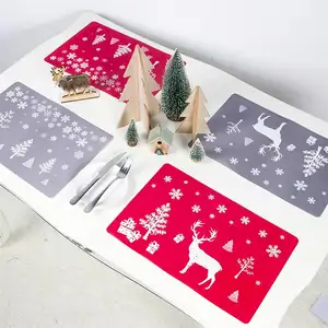 Antislip Accessoires Keuken Hittebestendig Pvc Print Pu Lederen Drink Cup Kerst Onderzetters En Placemat Voor Eettafel