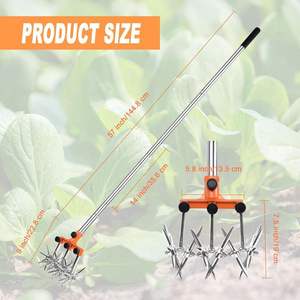 Outil de jardinage <span class=keywords><strong>manuel</strong></span> rotatif pour scarifier le sol, <span class=keywords><strong>scarificateur</strong></span> de pelouse, cultivateur de jardin, décompacteur, artofact de désherbage, motoculteur OEM DIY - Product Image 6