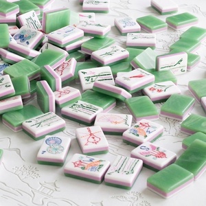 Set di Mahjong Americano Personalizzabile con 160 Tessere in Acrilico Incise, Motivo a Strati Verde Malachite Classico - Product Image 1