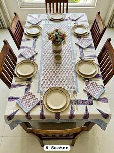 Modern Hand Block Printed 100% Cotton Dining <b>Table</b> <b>Cover</b> with Napkins for 6 Seater - Product Image 4