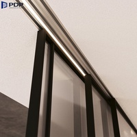 Porte coulissante en aluminium minimaliste sur mesure pour cuisine, caractéristiques imperméables, finition en verre et en surface